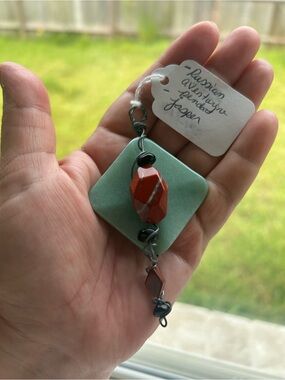 Handmade Green and Red jasper Pendant Necklace - Artisan Jewelry